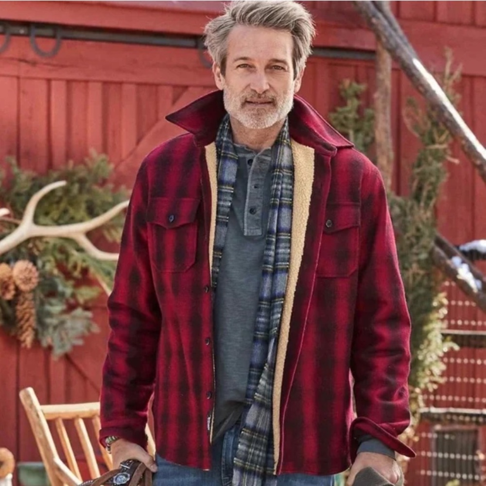 Sundance Catalog Yuma Plaid Shirt Sherpa Jacket size S